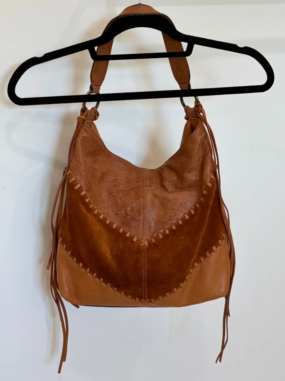 Johnny Was Suede Leather Hobo Bag